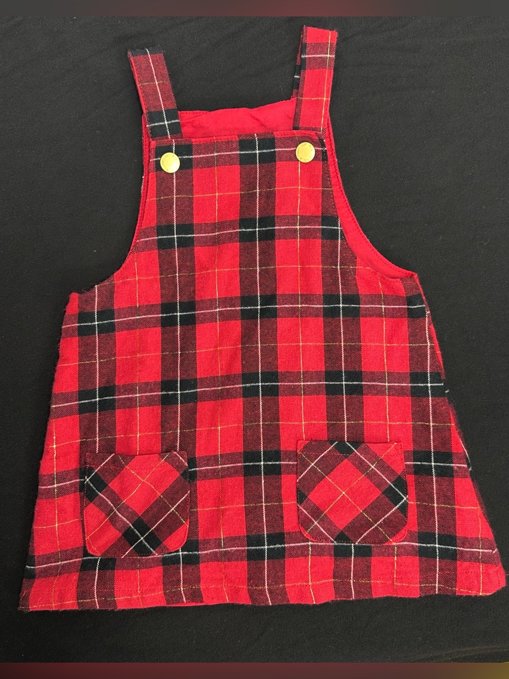 Little Me Red and Black Plaid Jumper Dress 18M